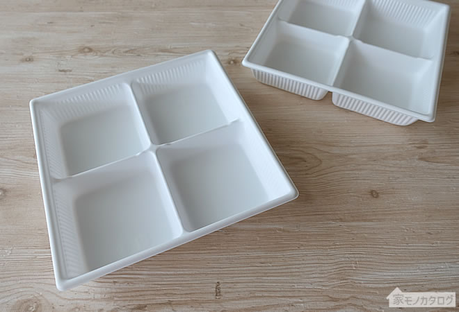 ダイソーのプラスチック4仕切り皿の画像