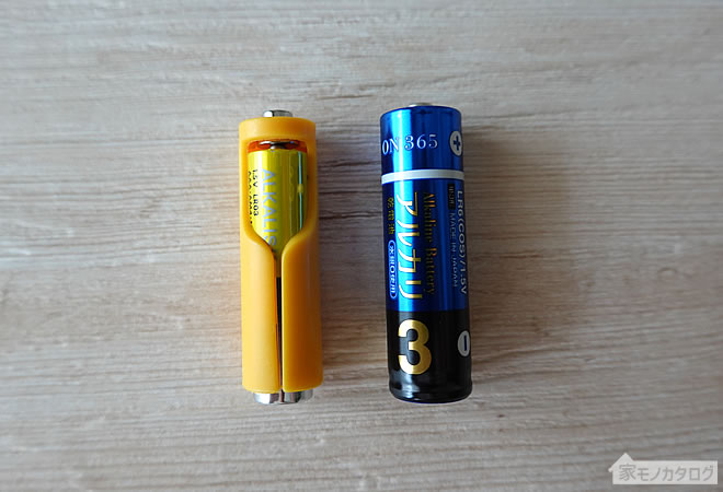 セリアで売っている単4電池を単3電池に電池パックの画像