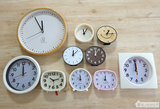 100均の目覚まし時計・置き時計・掛け時計の商品一覧画像