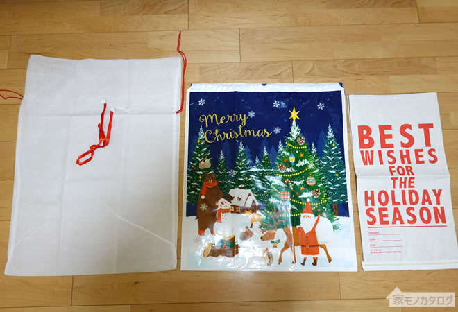 100均のクリスマス用ラッピングバッグ・サンタの袋の商品一覧画像
