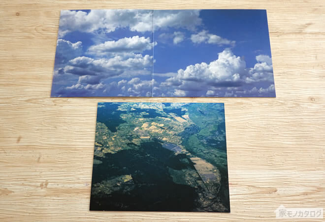 セリアで売っているオモ写・フィギア撮影背景ボード 空の画像