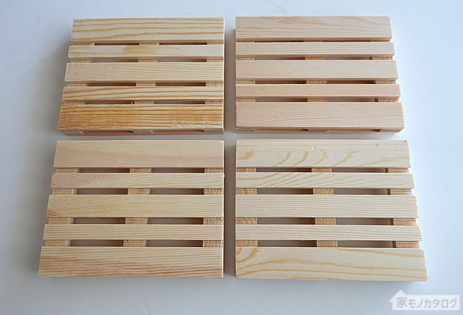 セリアで売っているミニチュア木製パレットのようなパレットコースターの画像